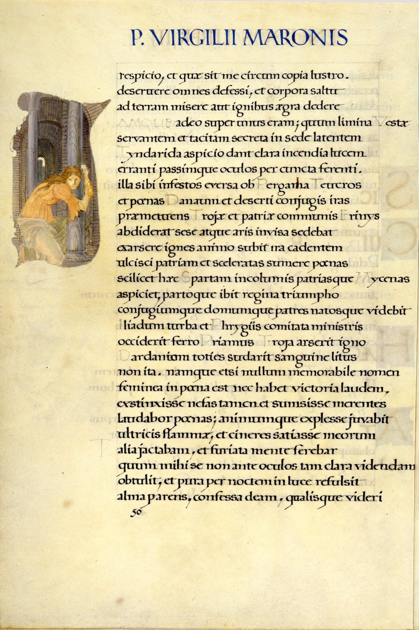 Helen hiding in the Temple of Vesta, page 50 from Virgil "s" Aeneid "dani af William Morris