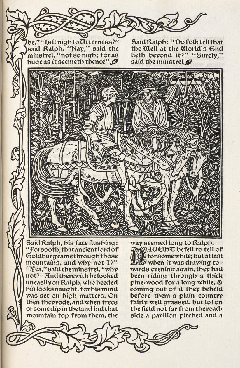 Illustration til historien "Brønden ved verdens ende". Illustration og design af William Morris. af William Morris
