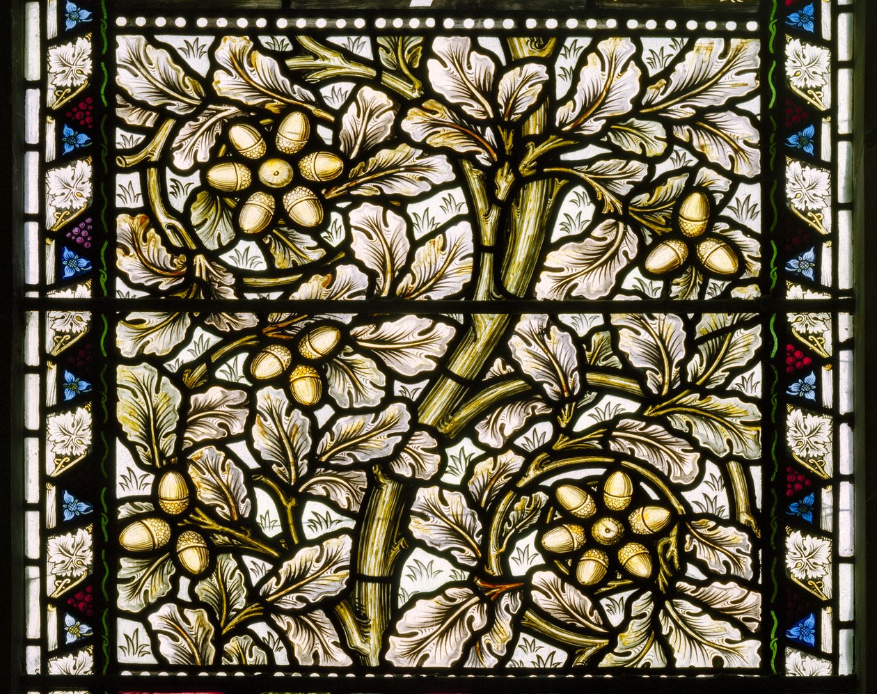 Kirkcaldy Old Kirk, Morris & Co., William Morris, Acorns & Oak Leaves, 1886 af William Morris