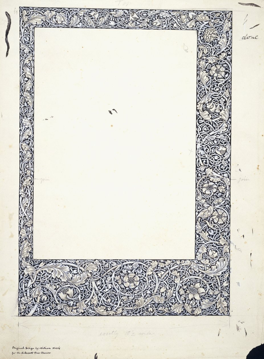 Original tegning til en helsides kant af William Morris