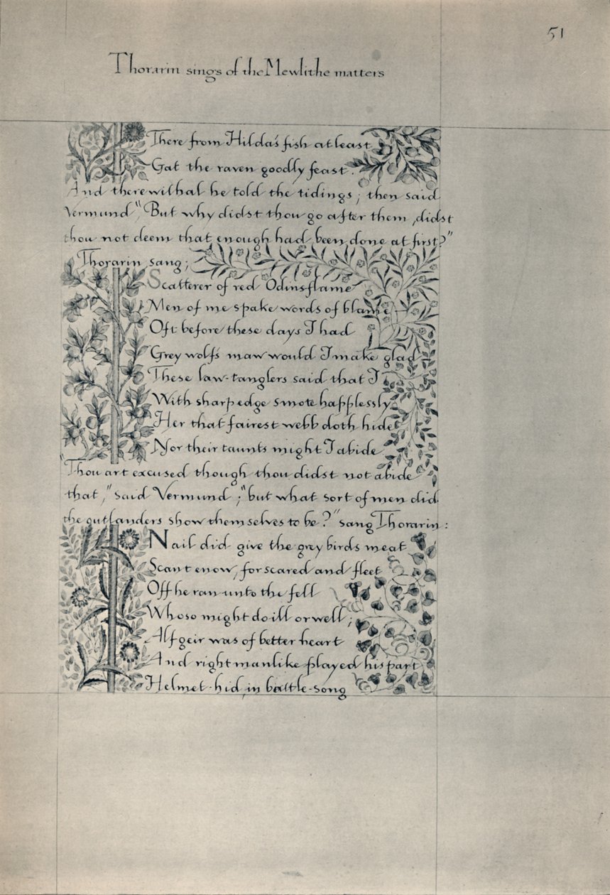 Side fra The Story of the Dwellers of Eyr, 1871. af William Morris
