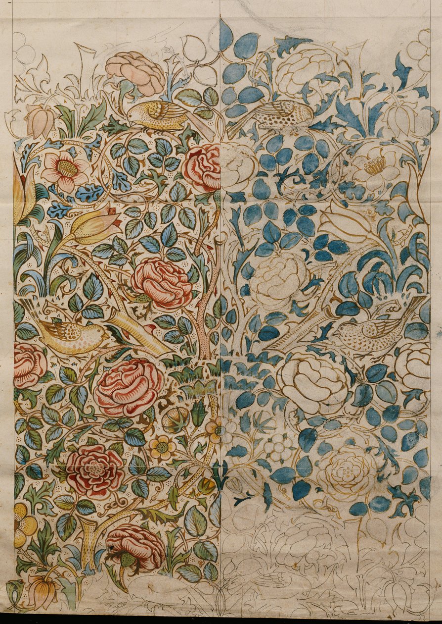 Rose, design til chintz af William Morris