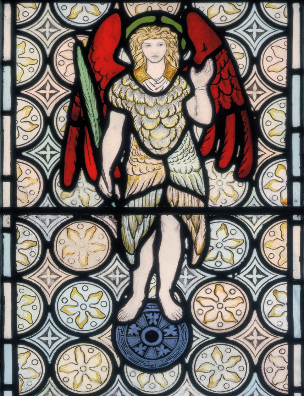 Seraf eller engel, designet 1865 (farvet glas) af William Morris