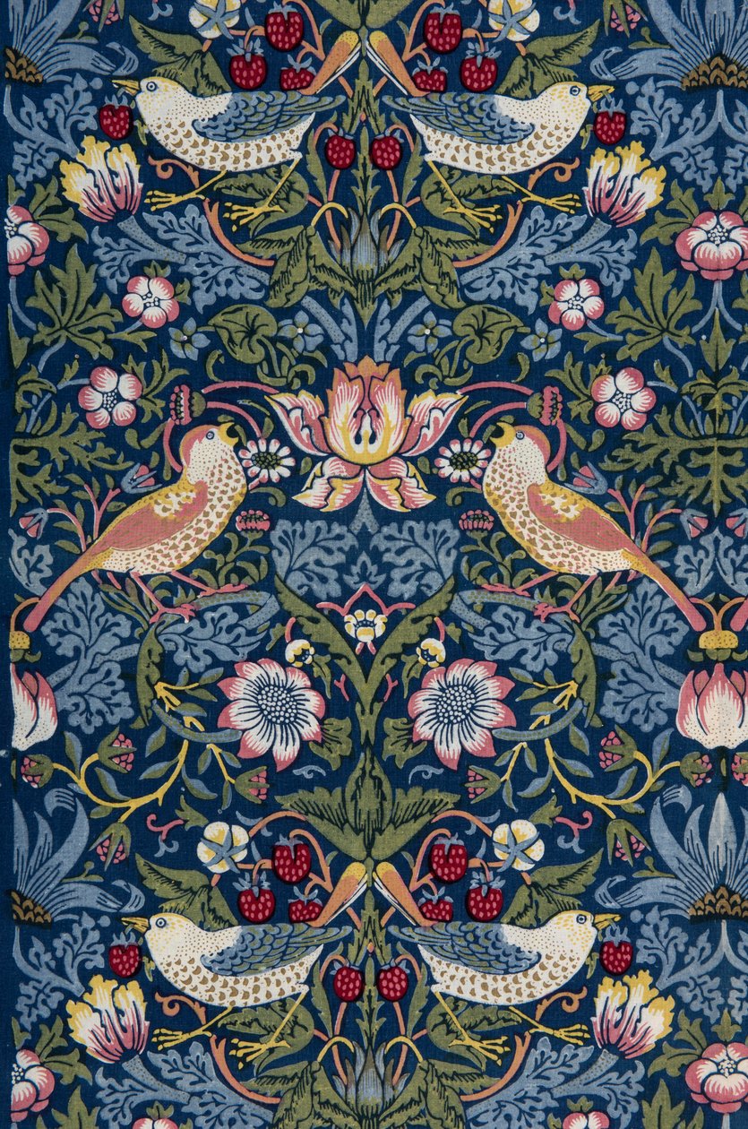 Jordbærtyv. Dekorativt stof, 1883. af William Morris