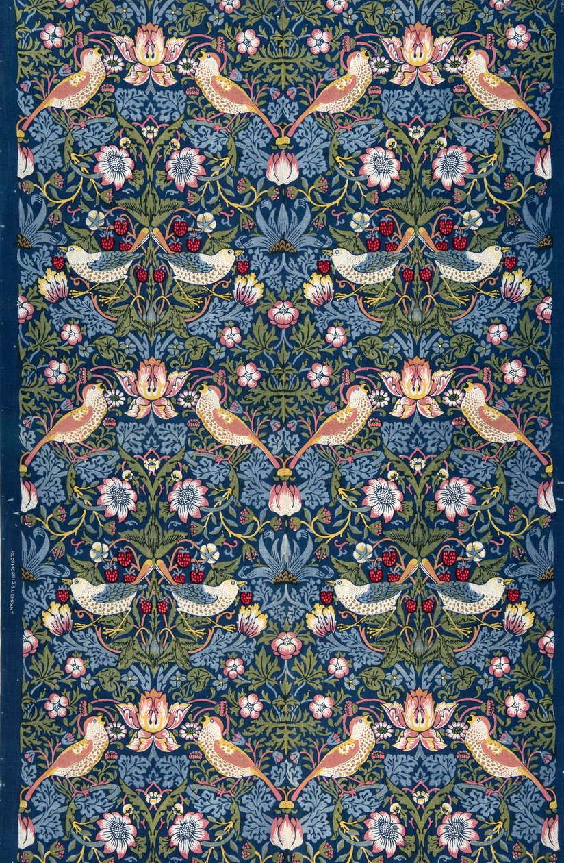 Jordbærtyv. Dekorativt stof, 1883. af William Morris