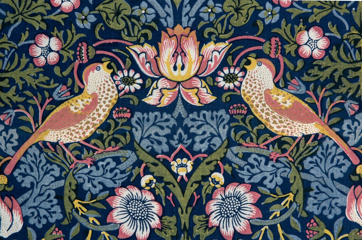 Jordbærtyv. Dekorativt stof, 1883. af William Morris