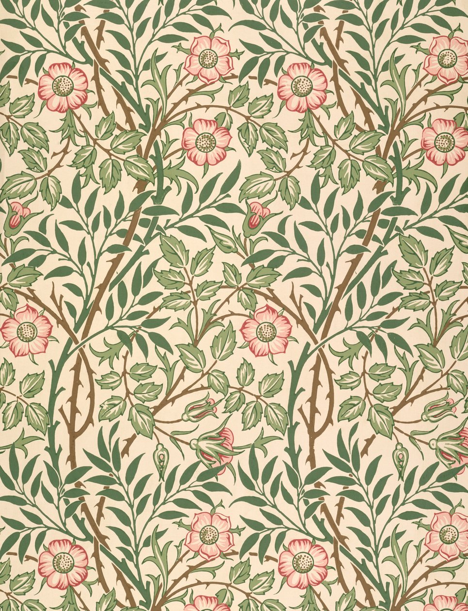 "Sweet Briar"-design til tapet, trykt af John Henry Dearle (1860-1932) 1917 af William Morris