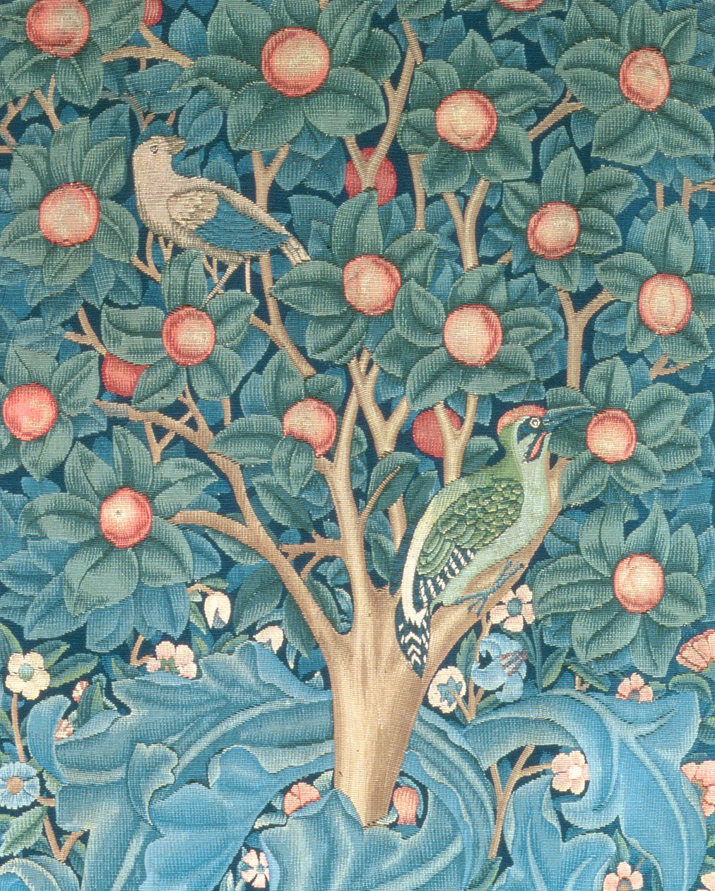 Spættevævet, detalje af spætterne, 1885, gobelin af William Morris