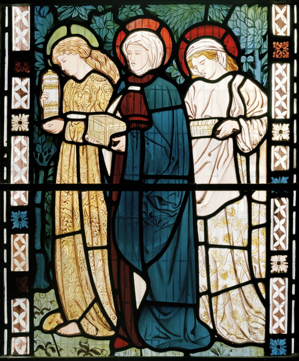 Three Marys at the Sepulchre, 1862 (farvet glas) af William Morris
