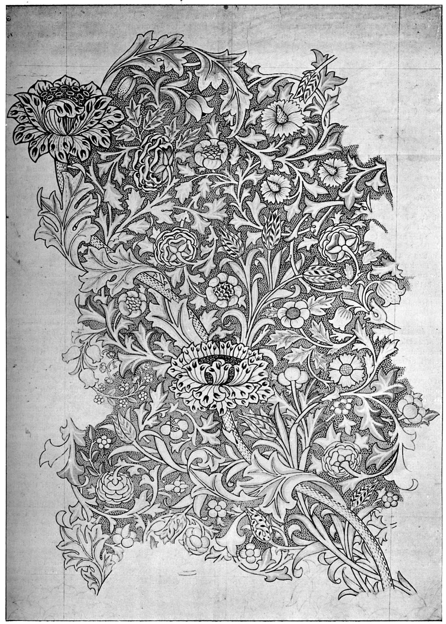 Trent mønster trykt linned, 1892 1934. af William Morris