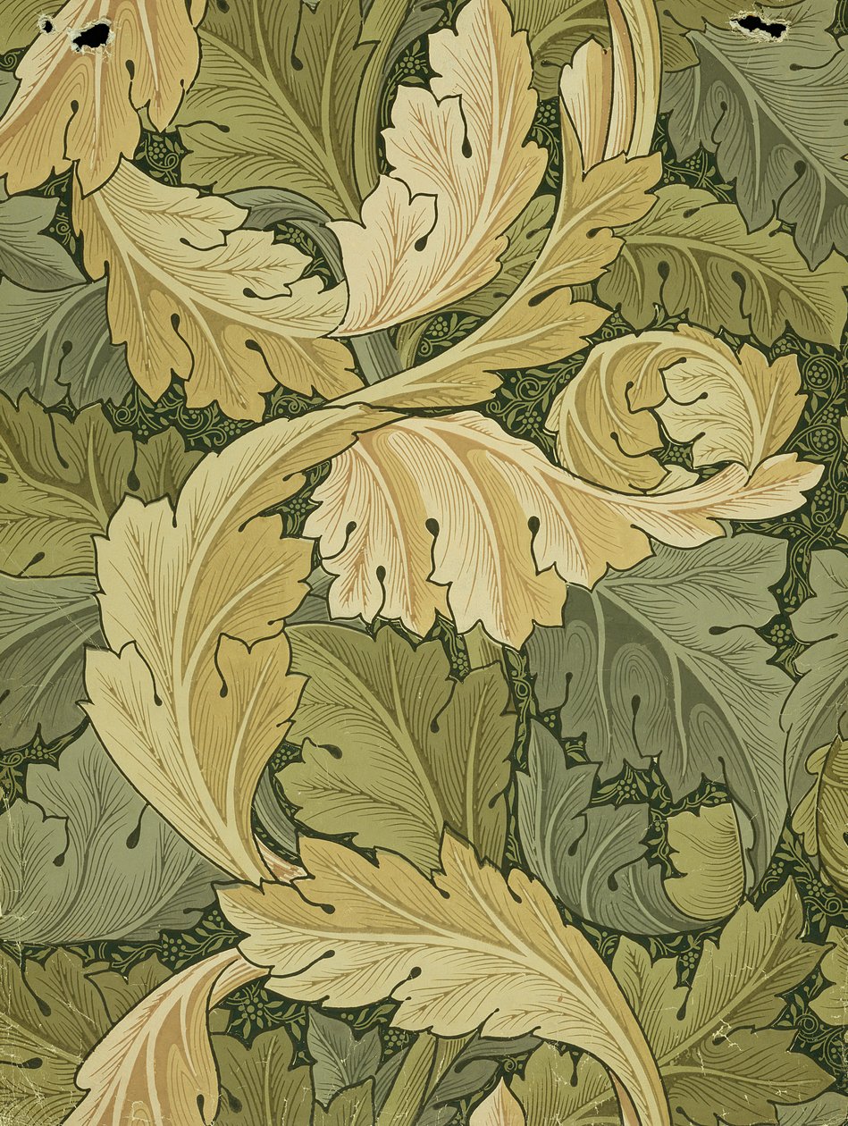 Tapetdesign med AcanthusWoodland farver, 1875 af William Morris