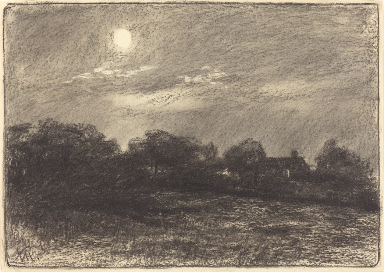 Aften, Gårdlandskab af William Morris Hunt