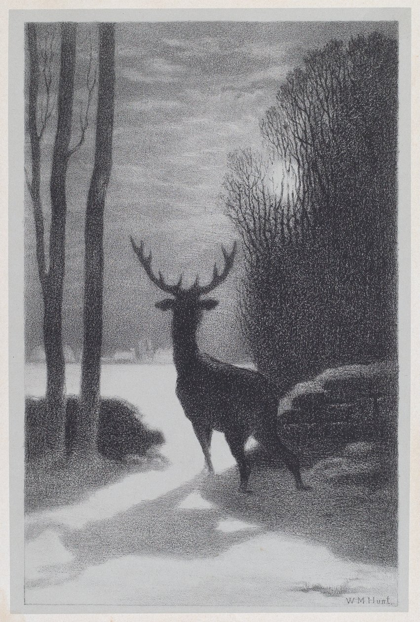 Hjort i måneskin af William Morris Hunt