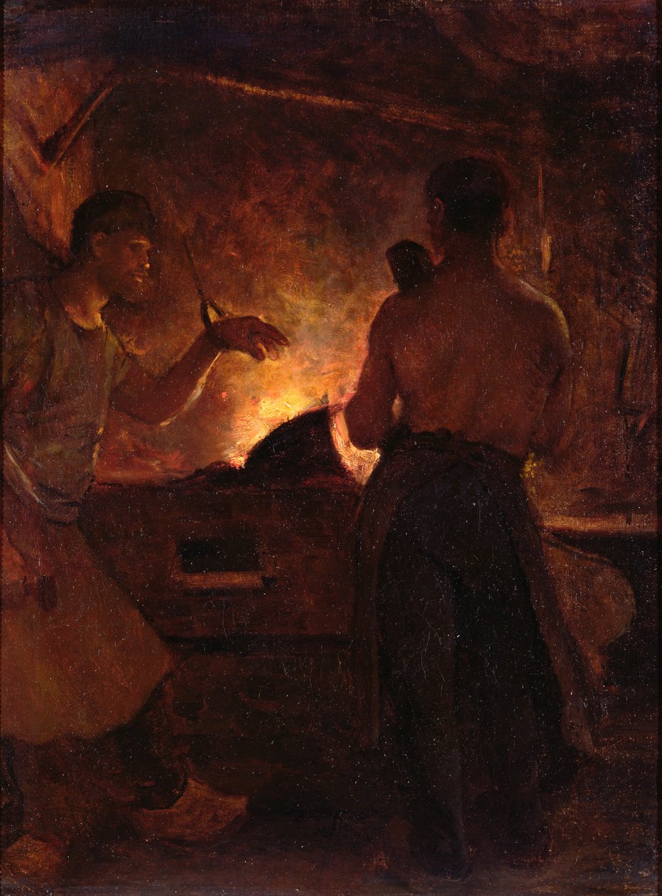 Smedjen, ca. 1855 (olie på lærred) af William Morris Hunt