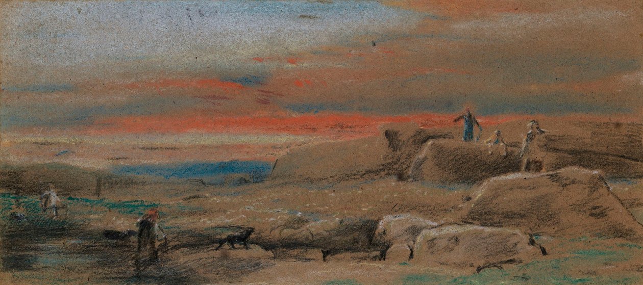 Figurer blandt klipper ved solnedgang af William Mulready
