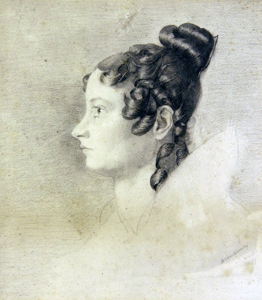 Portræt af Charlotte Rolfe (blyant og farveblyant på papir) af William Mulready
