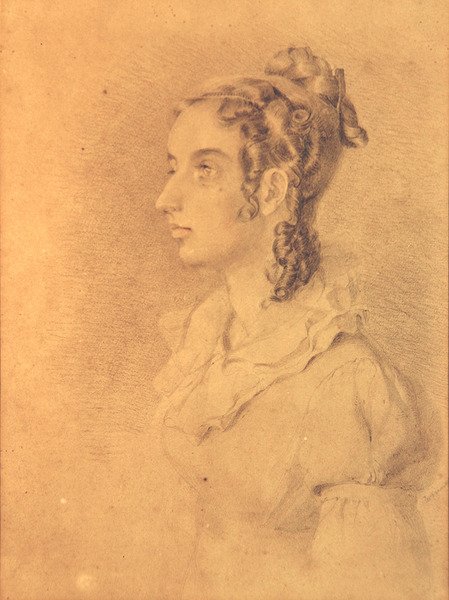 Portræt af en dame (blyant og farveblyant på papir) af William Mulready