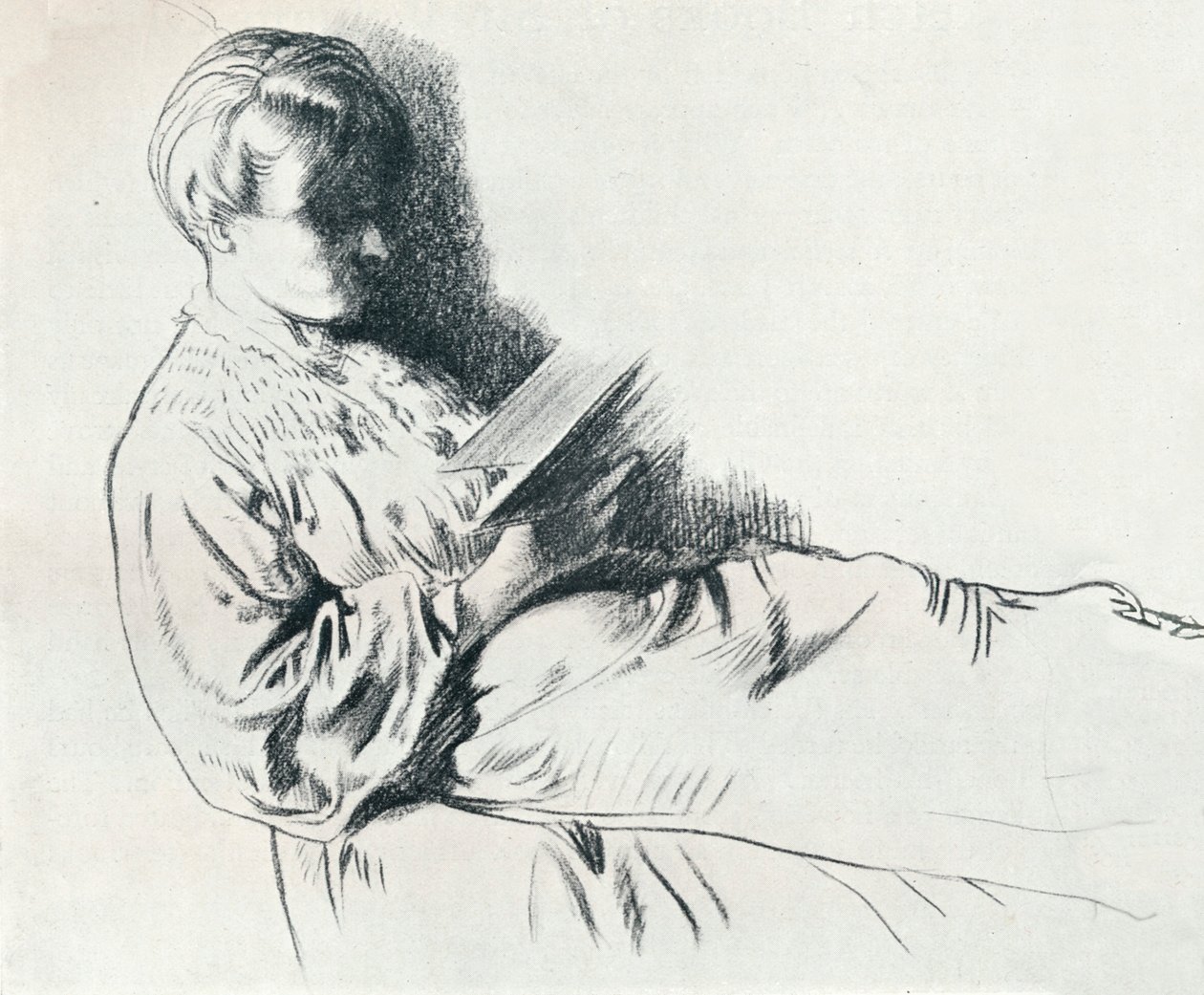Tegning i sangvinsk, c20. århundrede 1932 af William Newenham Montague Orpen