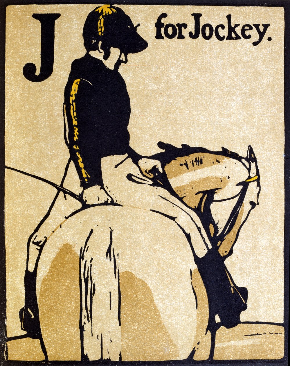 J for Jockey, illustration fra 