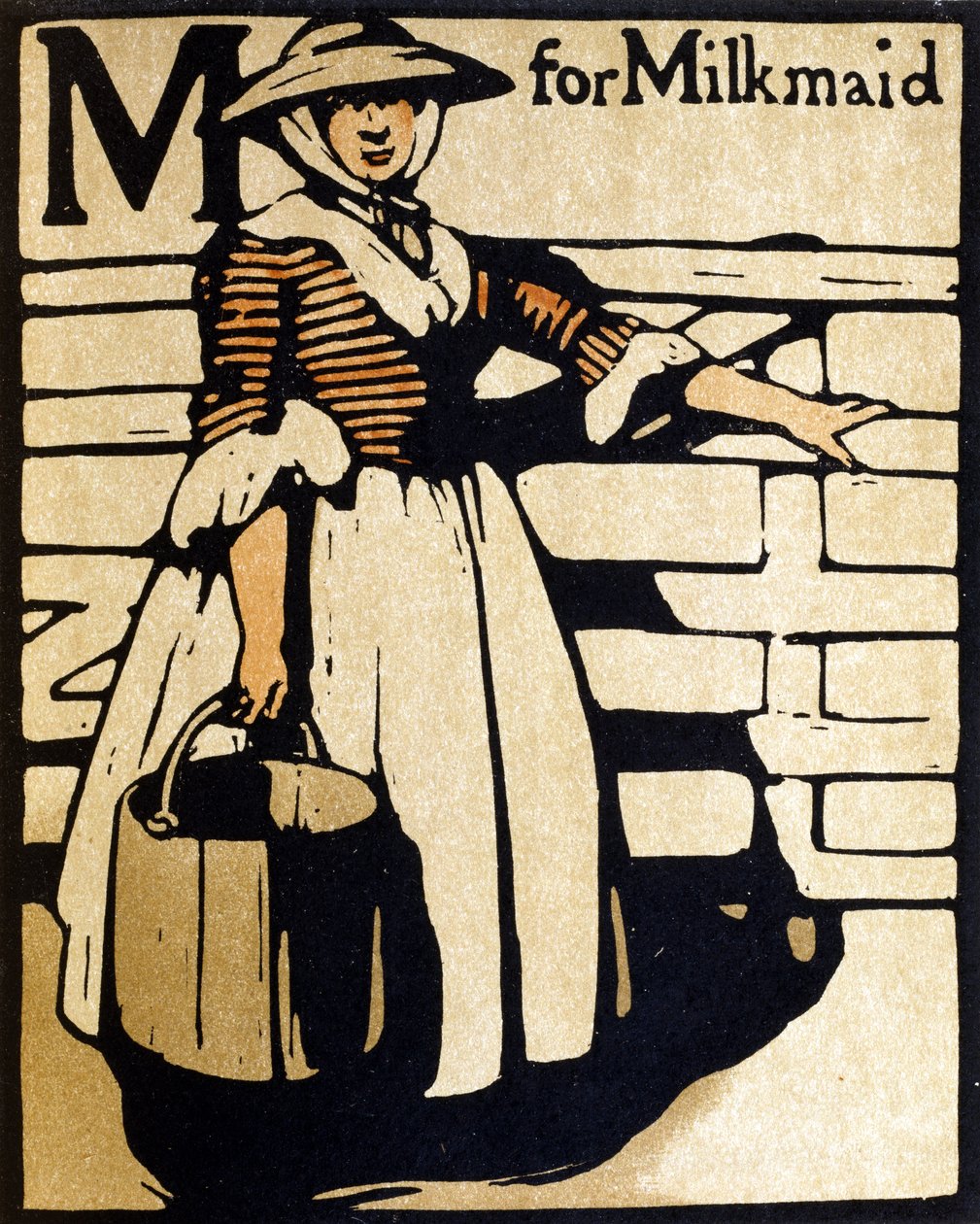 M for Milkmaid, illustration fra 
