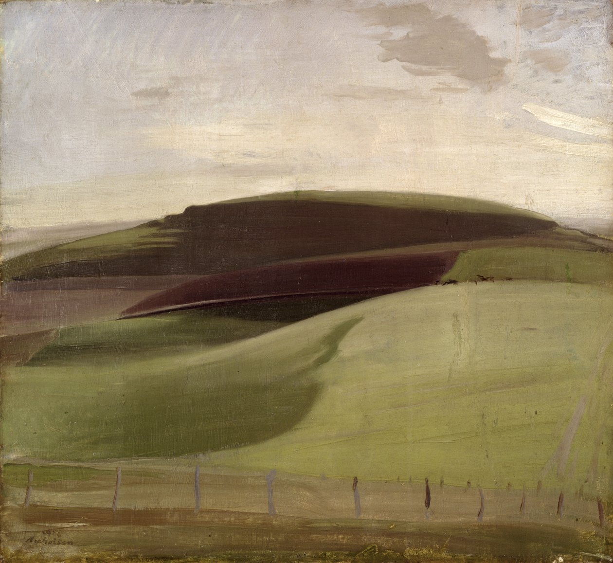 On the Downs (Wiltshire Landscape) 1924 (olie på lærred) af William Nicholson