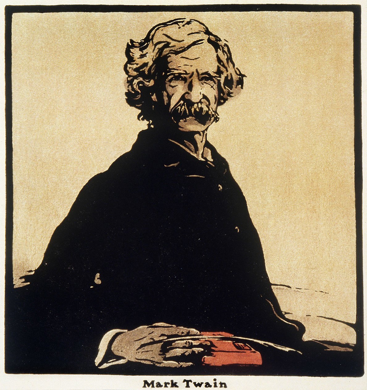 Portræt af Mark Twain (1835-1910) amerikansk forfatter - tegning af William Nicholson (1872-1949) af William Nicholson