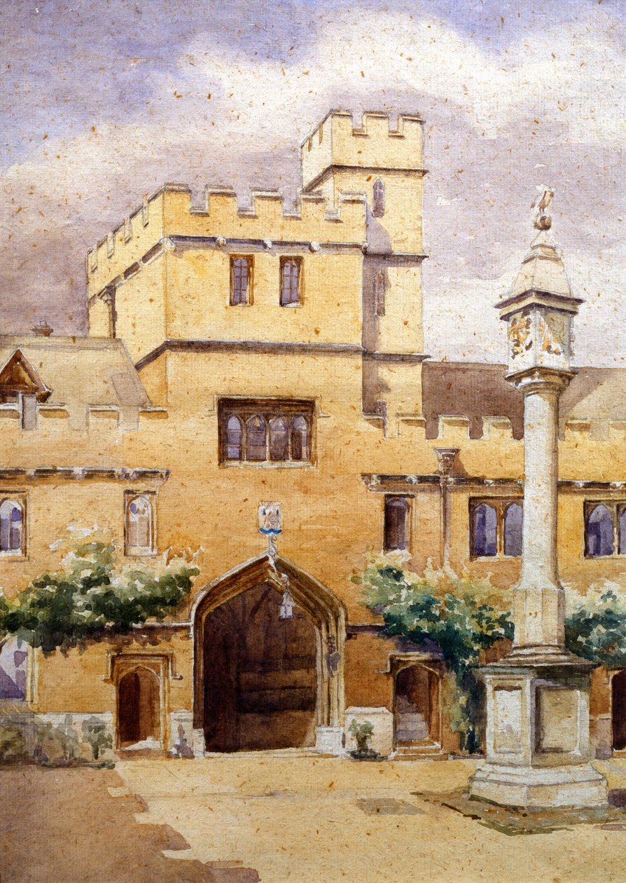 The Front Quad, Corpus Christi College, Oxford (akvarel på papir) af William Nicholson
