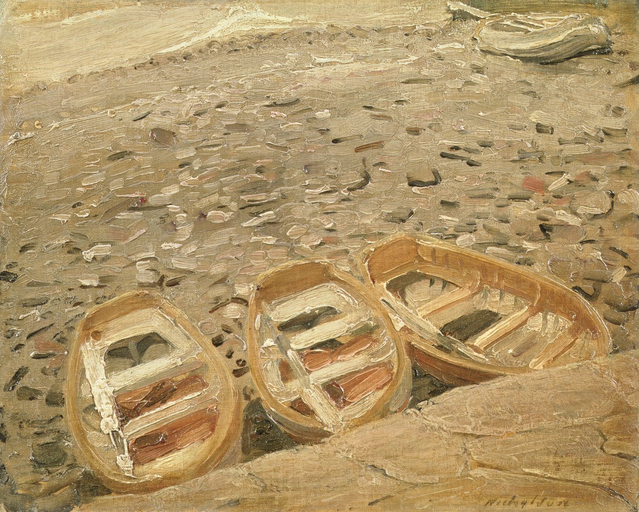 Three Boats, ca. 1928 (olie på lærred) af William Nicholson