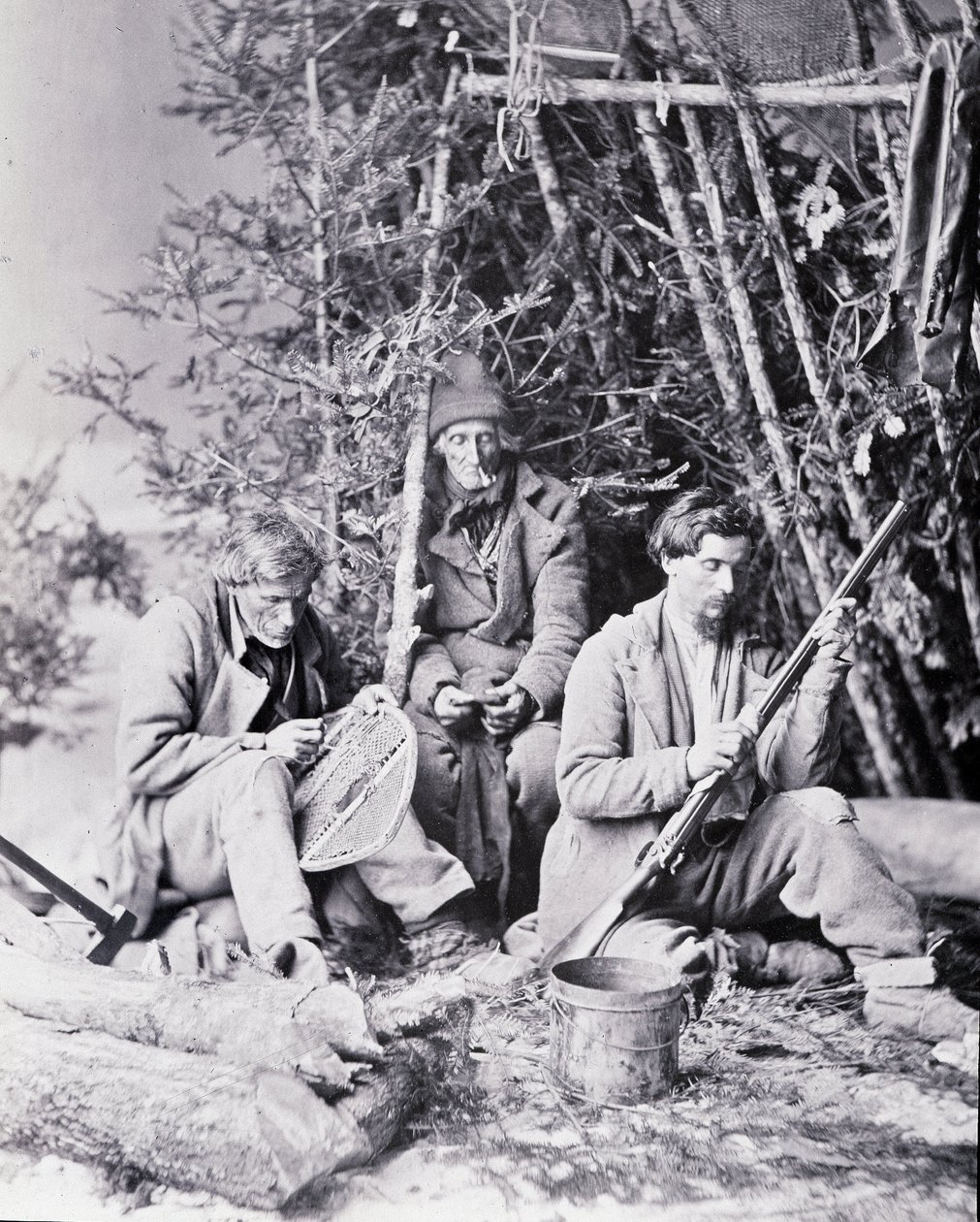Life of the Trapper i Canada, foto af Nottman, omkring 1890. af William Notman