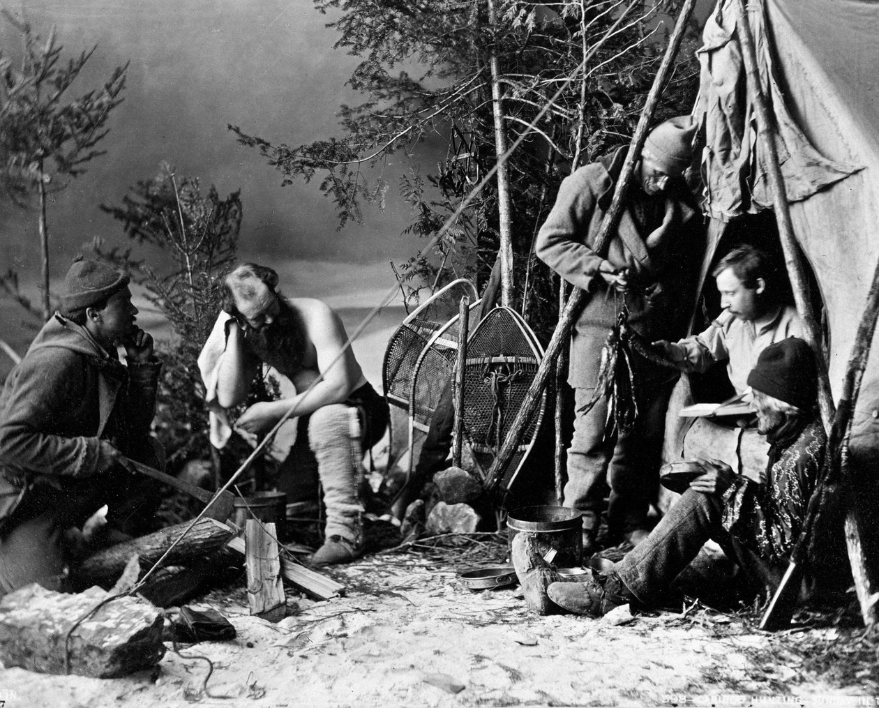 Life of the Trapper i Canada, foto af Nottman, omkring 1890. af William Notman