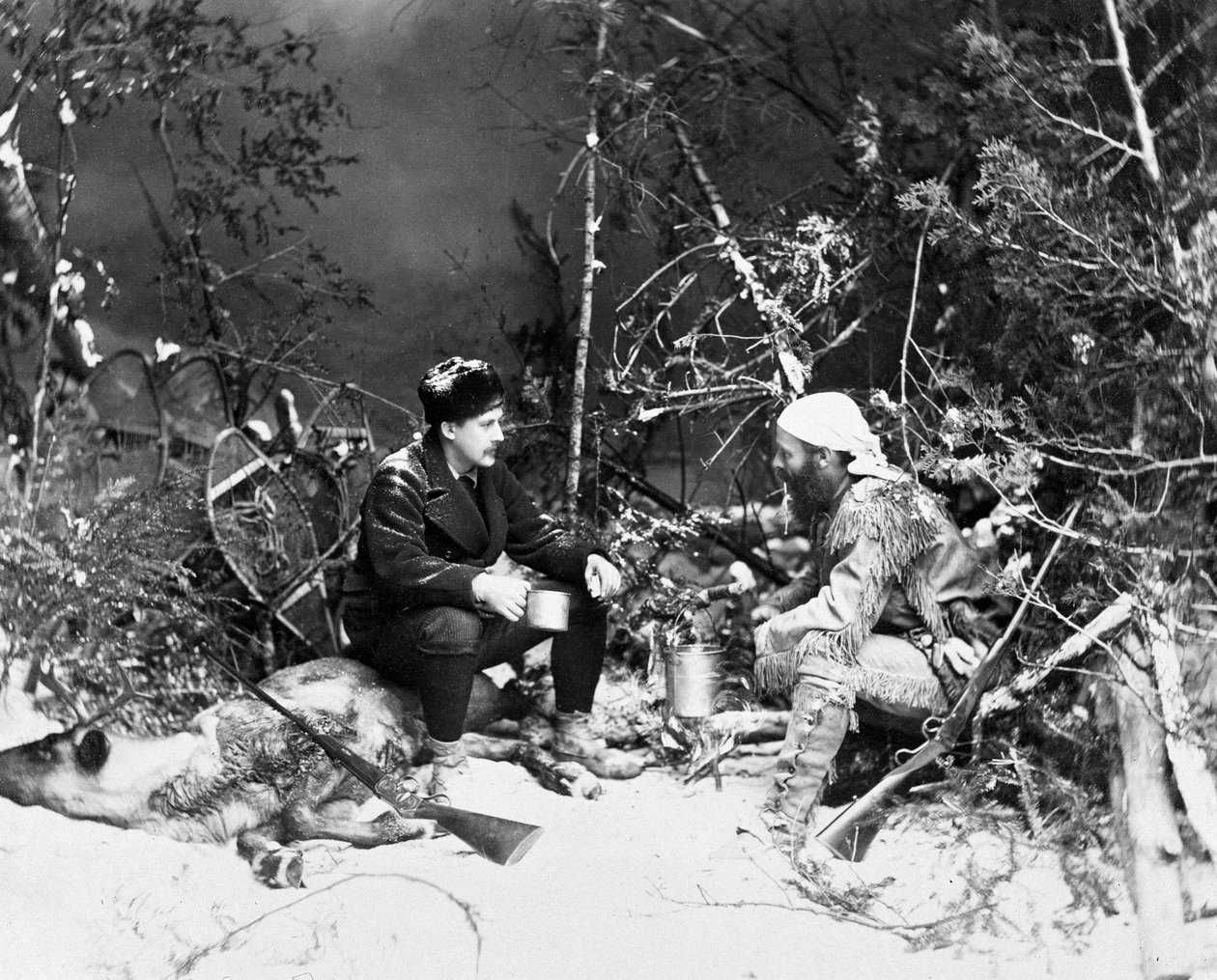 Life of the Trapper i Canada, foto af Nottman, omkring 1890. af William Notman