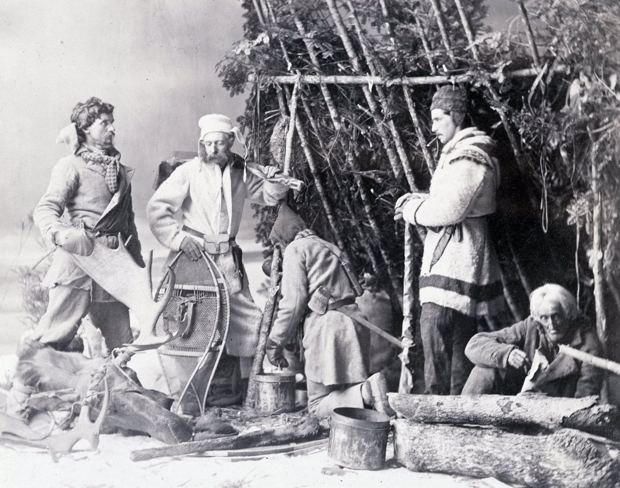 Life of the Trapper i Canada, foto af Nottman, omkring 1890. af William Notman