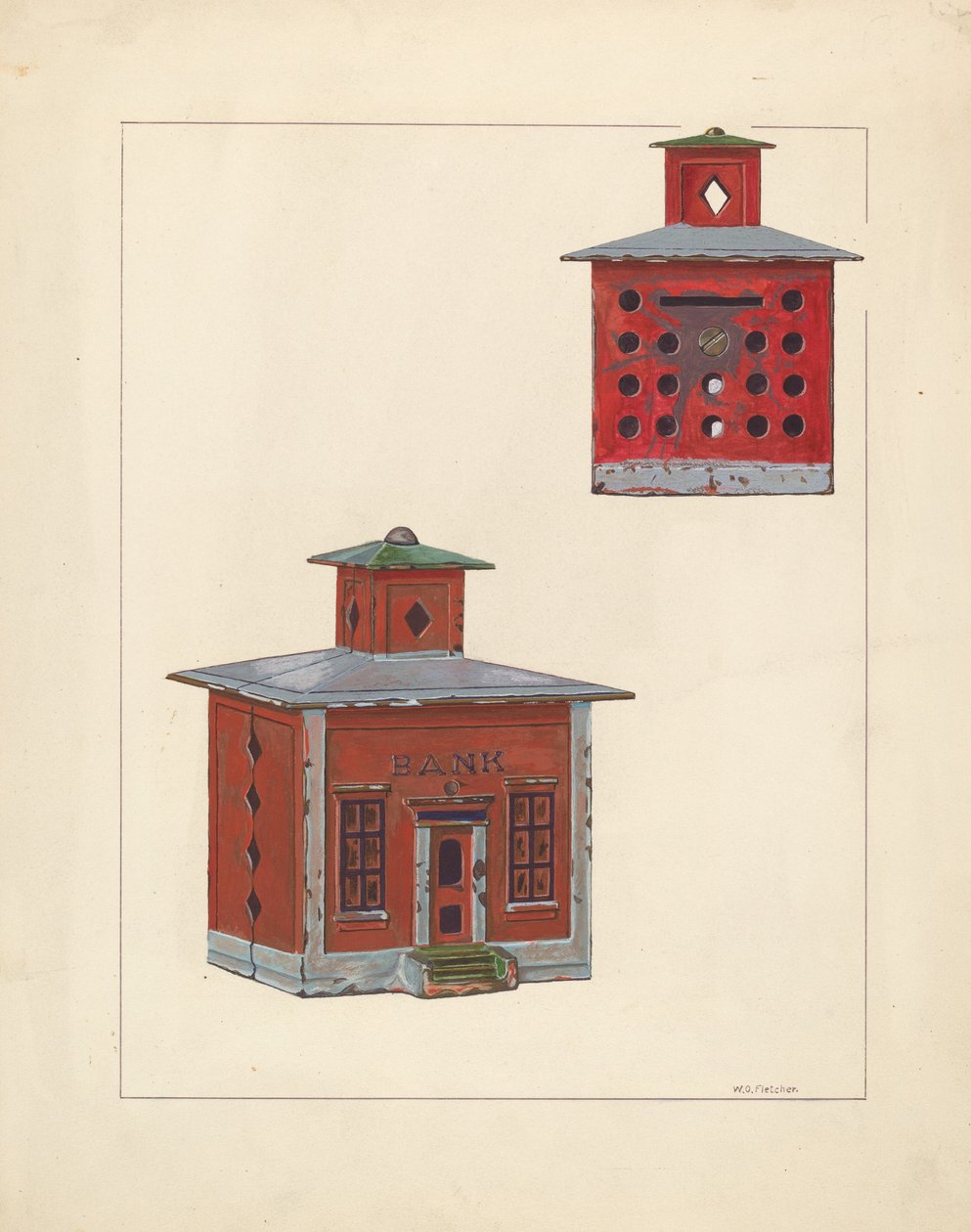 Red School House Bank, ca. 1937. af William O. Fletcher