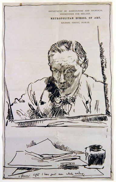 Selvportræt ser i et spejl (pen og blæk på papir) af William Orpen