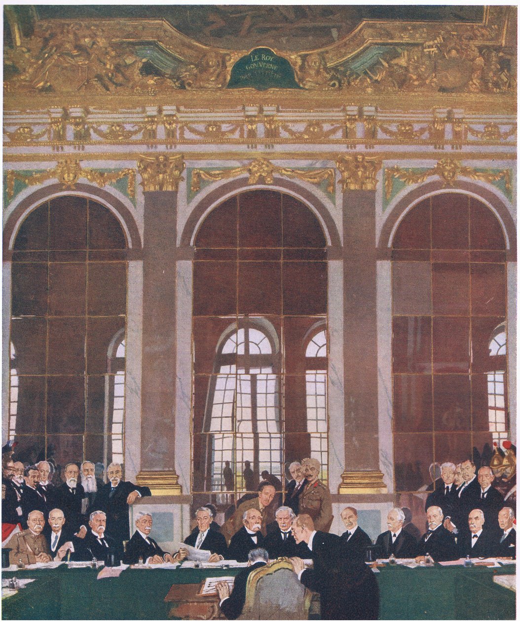 Underskriver fred i Spejlsalen, Versailles-paladset, 28. juni 1919, fra Cassell