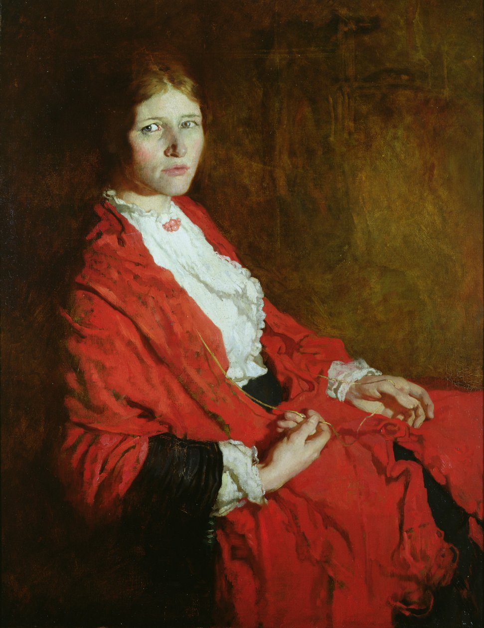 Det røde tørklæde (olie på lærred) af William Orpen