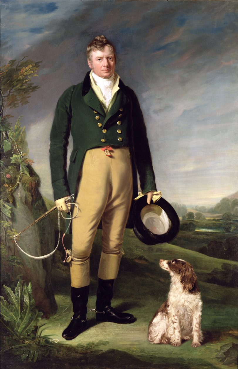 En ukendt mand med sin hund af William Owen
