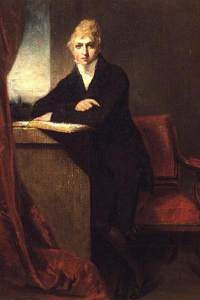 Portræt af Charles Townley (1784-1861) i et interiør (olie på lærred) af William Owen