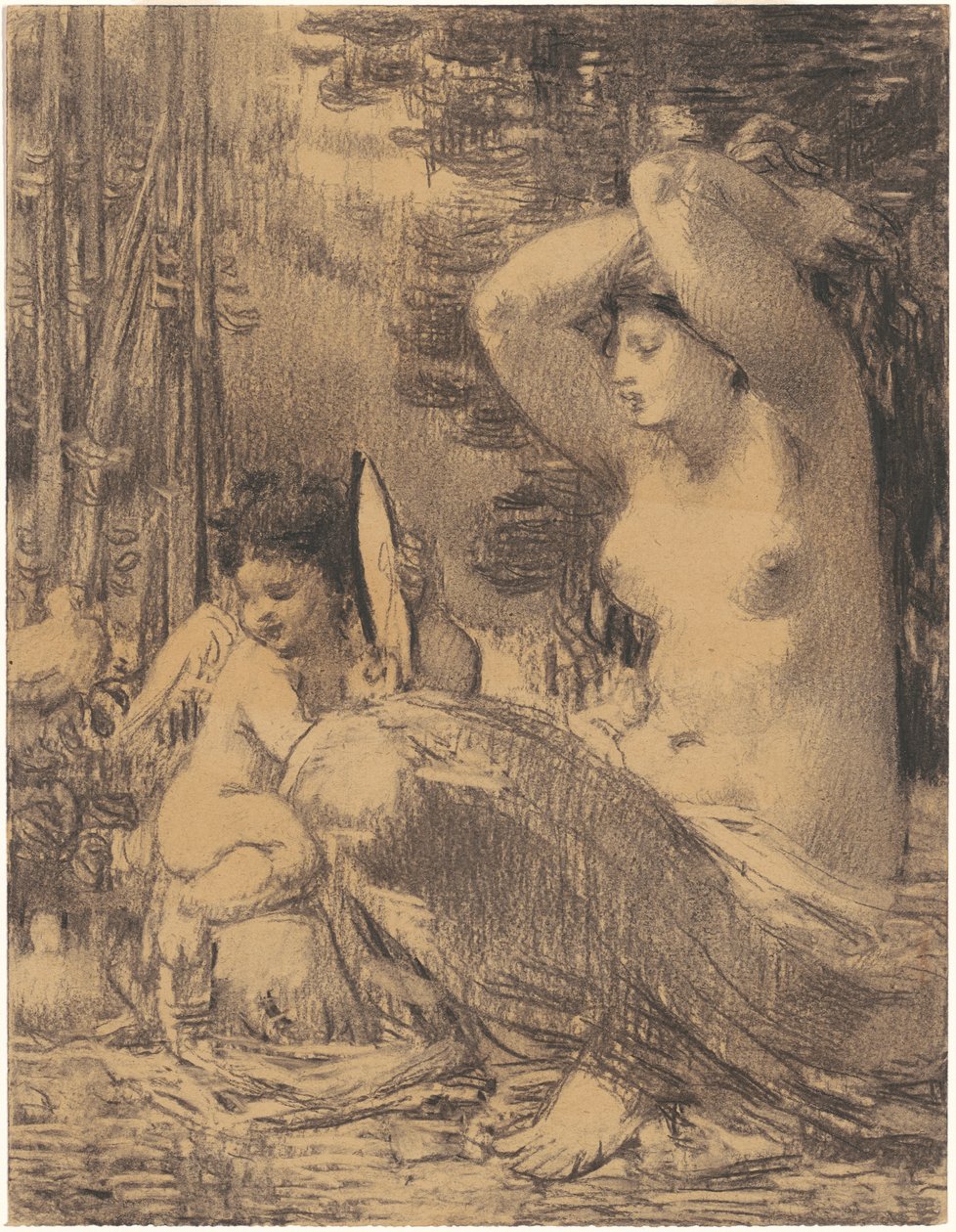 Nøgen med Cherub holder et spejl af William P. Babcock