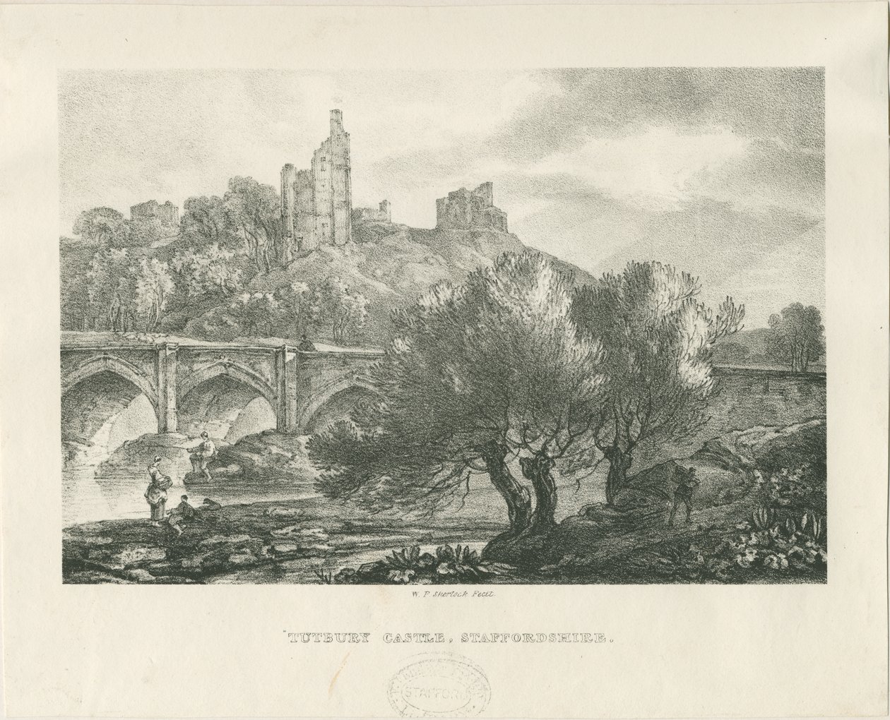 Tutbury Castle - South View: zinkograf og [begyndelsen af det 19. århundrede] af RC