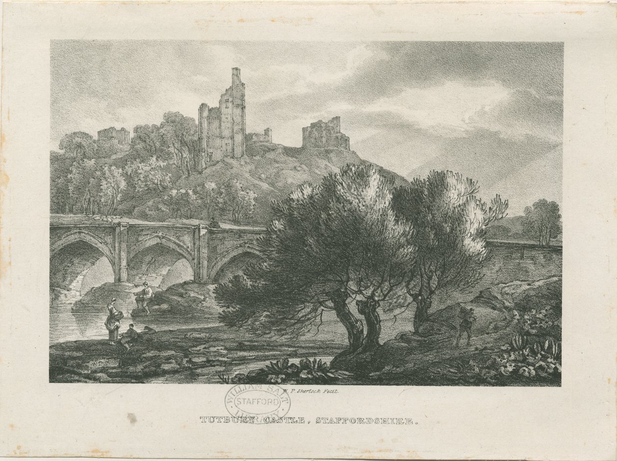 Tutbury Castle - South View: zinkograf og [begyndelsen af det 19. århundrede] af RC