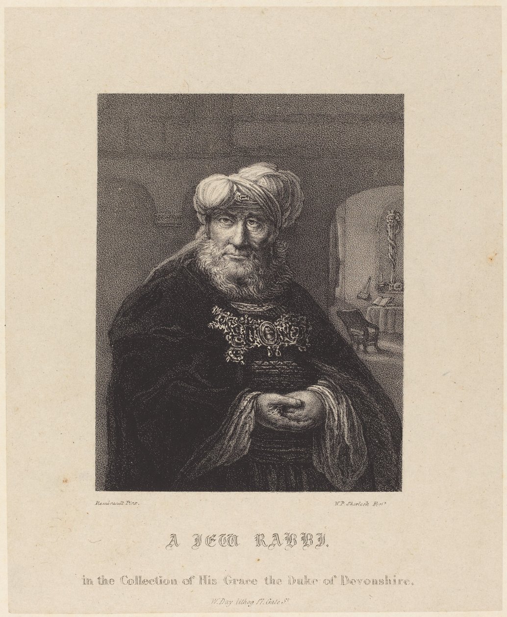 En jødisk rabbiner af William P. Sherlock after Rembrandt van Rijn