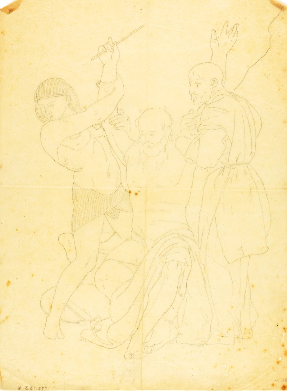 Moses, Aron og Hur på Horeb-bjerget (påklædt studie) af William Page