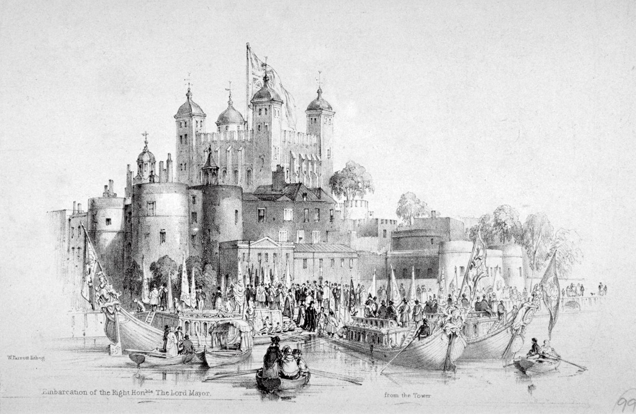 Overborgmester Thomas Johnson og hans følge går om bord fra Tower of London, 1840 af William Parrott