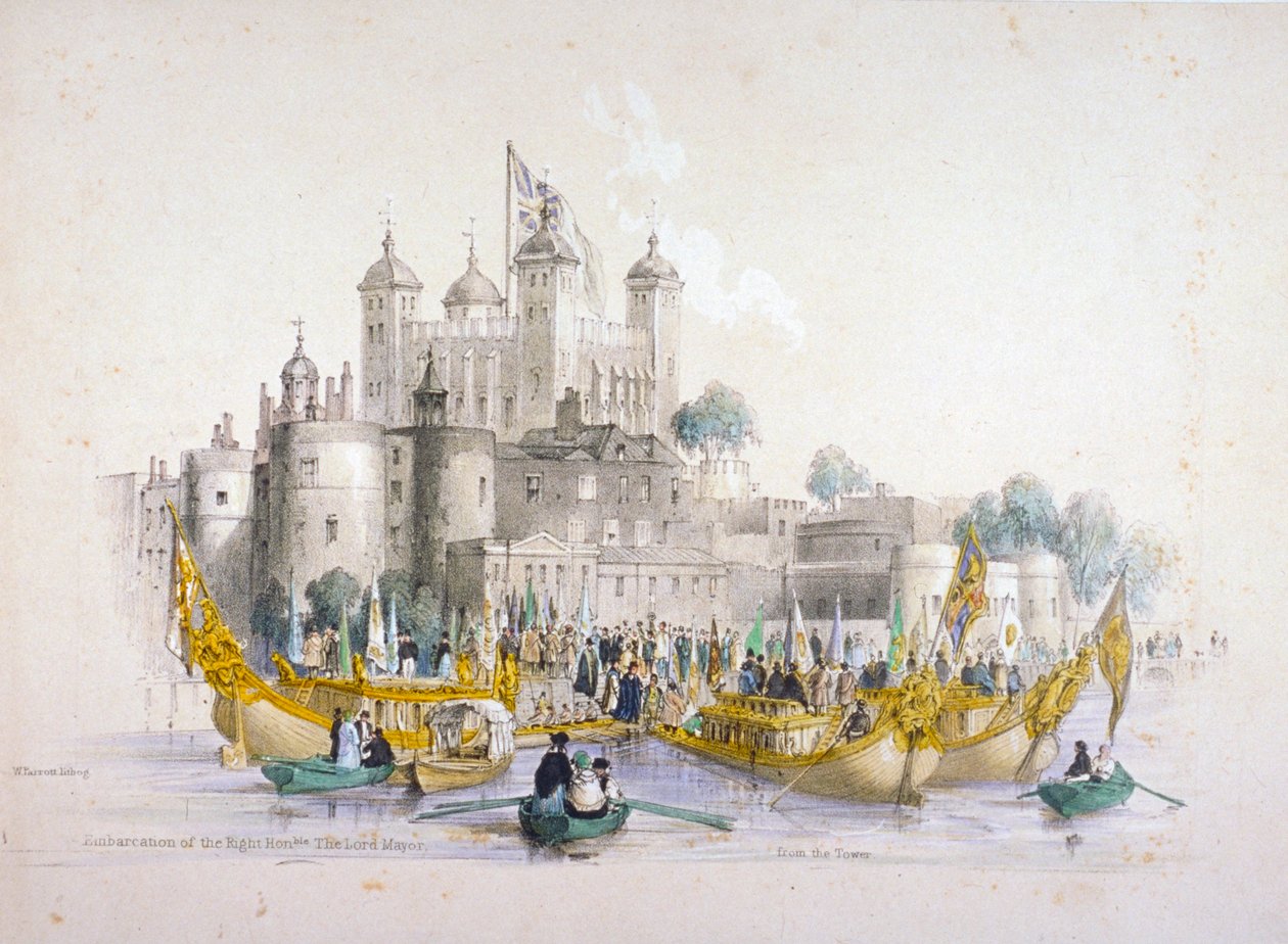 Overborgmester Thomas Johnson og hans følge går om bord fra Tower of London, 1840 af William Parrott