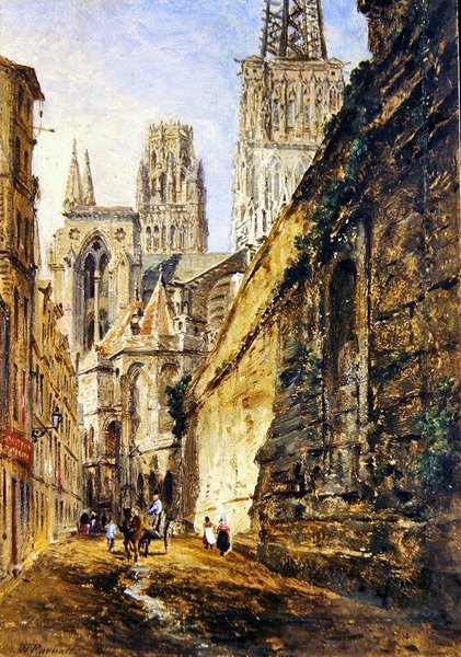 Rouen-katedralen, ca. 1860 (olie på papir lagt om bord) af William Parrott