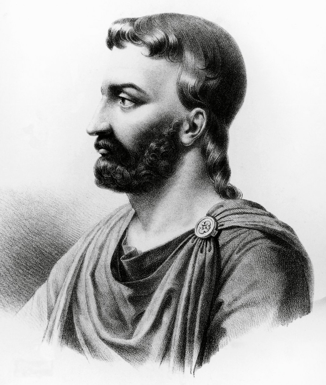 Portræt af Aulus Cornelius Celsus (25 f.Kr.-50 e.Kr.), latinsk forfatter, romersk encyklopædist og læge, gravering fra 1800-tallet af Nicolas Toussaint Charlet