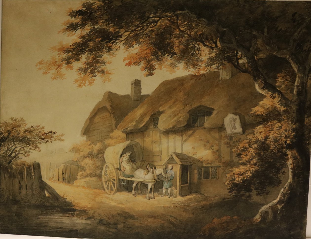 En kro i vejkanten, ca. 1800 (akvarel på papir) af William Payne