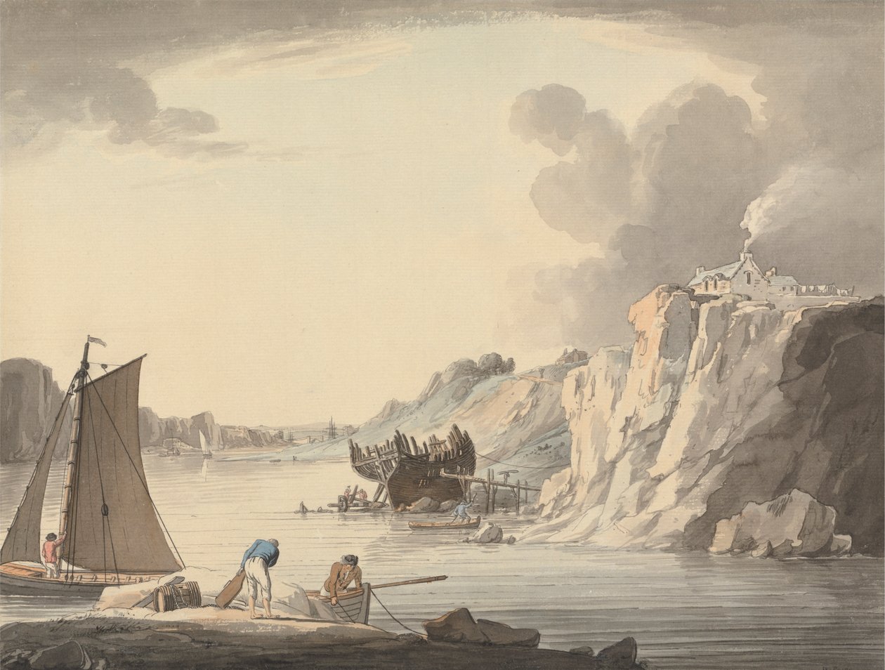 Indgang til Stonehouse Creek, mellem Plymouth og Dock, Devon af William Payne
