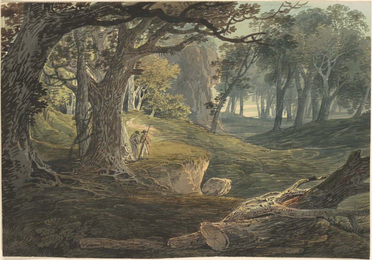 Rejsende i en Woodland Glade af William Payne